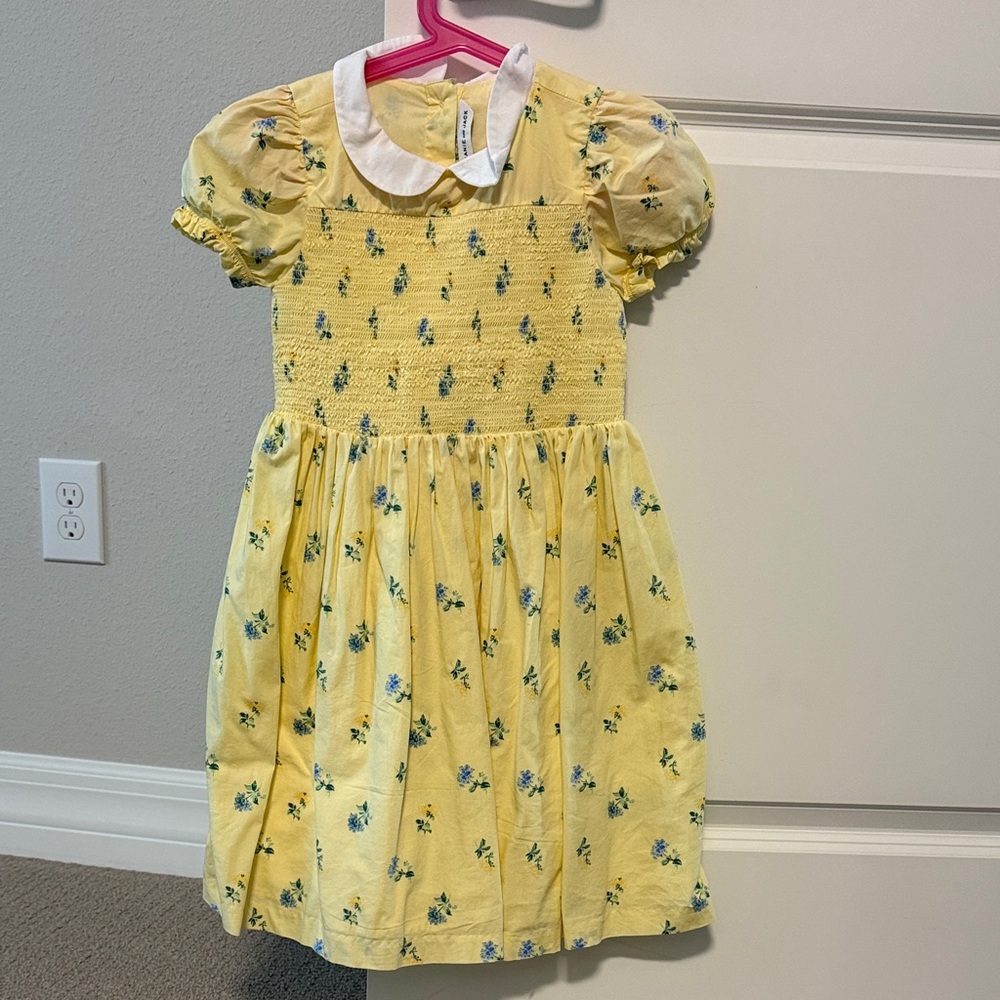 Janie and Jack Yellow Floral Dress with White Collar